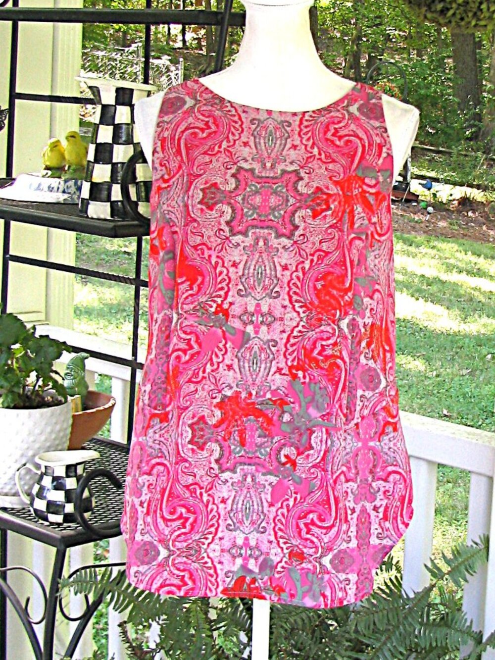 Cabi Jubilee Paisley sleeveless tunic top shirt blouse Medium Polyester luxury